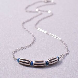 Blue Swarovski Dainty Silver Bar Necklace